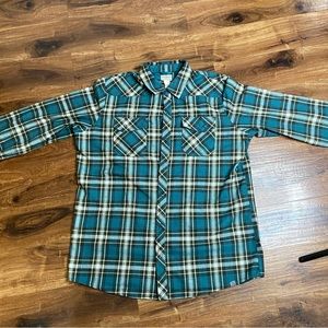 L.L. Bean plaid snap button up flannel shirt